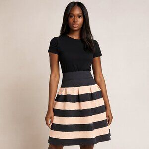 Anthropologie Girls From Savoy Ponte Bell Striped Textured Skirt - Size MED/L